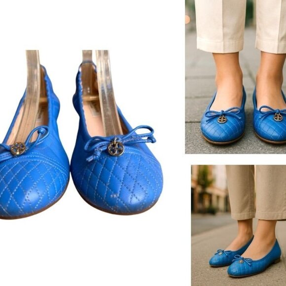 L K Bennett London Royal Blue Nappa Leather Sissy Ballet Flats 38 5 US 8 5